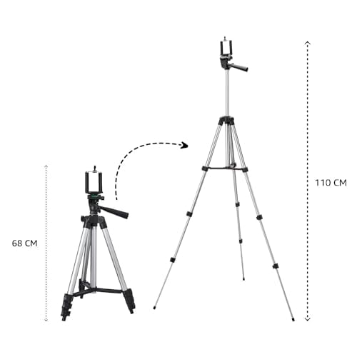 3110 Adjustable Aluminium Alloy Tripod Stand Holder for Mobile Phones & Camera, 360 mm -1050 mm, 1/4 inch Screw + Mobile Holder Bracket