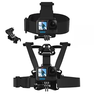 CEUTA Head Mount Strap Chest Mount Harness Video Camera Mount Accessories Kit Compatible with GoPro Hero 11,10,9,8,7,6,5,4, Session 3+, 3, 2, 1, Hero (2018),Fusion,DJI Osmo Action Cameras