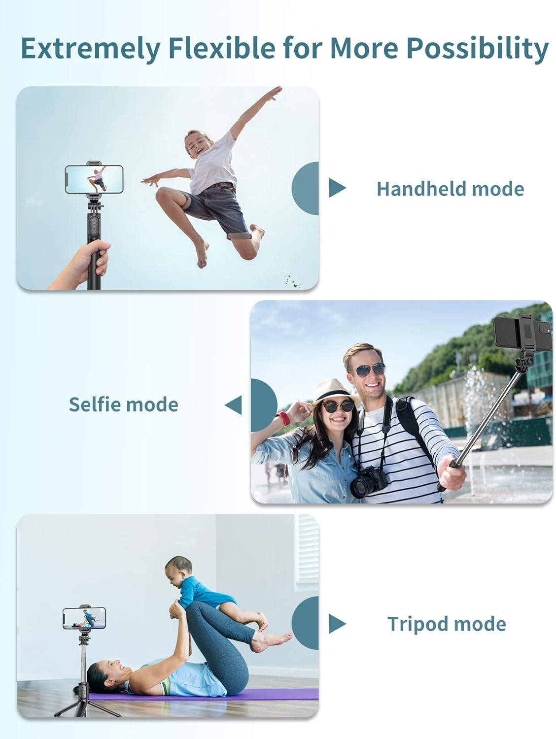 Ceuta R1s Selfie Stick with Tripod Stand, 3 in 1 Multifunctional design, Rechargable LED Light with Two Brighness Levels for Make up, Selfie, Vlogging & Photo Shoot, Selfie stick with Bluetooth Remote