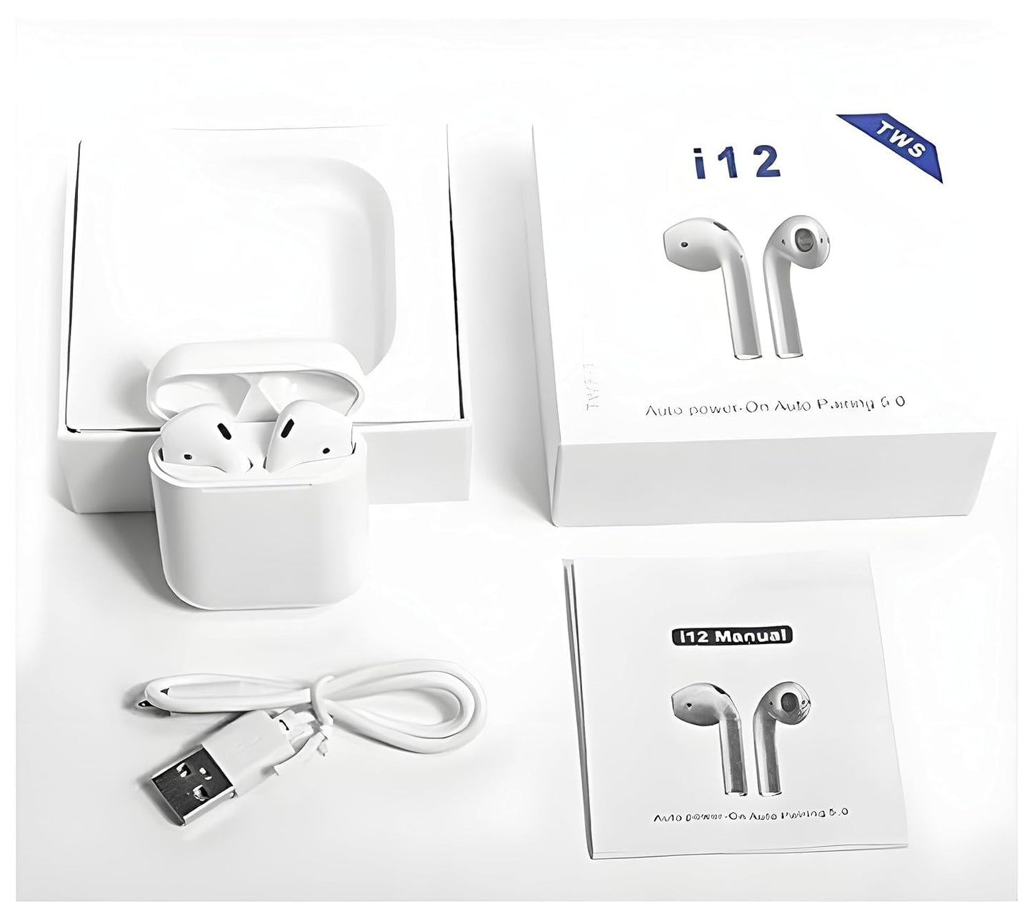 I12 True Wireless Bluetooth 5.0 Earbuds | i12 Wireless Bluetooth Earphones with Charging Case