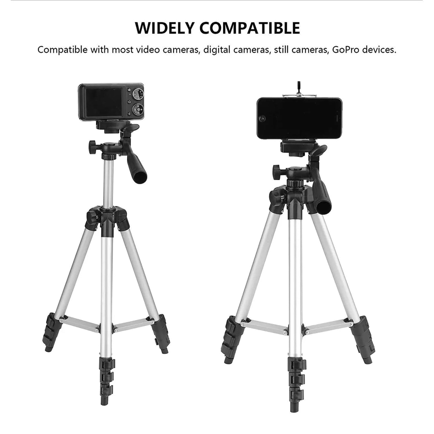 3110 Adjustable Aluminium Alloy Tripod Stand Holder for Mobile Phones & Camera, 360 mm -1050 mm, 1/4 inch Screw + Mobile Holder Bracket